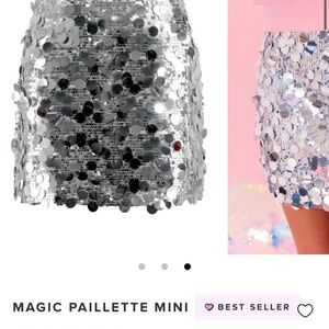 Lola + The Boys Sparkling Silver Mini Skirt